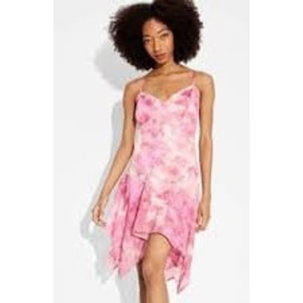 NEW Wild Fable Pink Ice Dye Asymmetrical Hem Midi Slip Dress, Size XXS